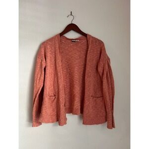Roxy Women's Knit Cardigan Sweater Pockets Coral Peach Size M
